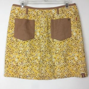 10 feet mustard yellow mod floral dot print skirt